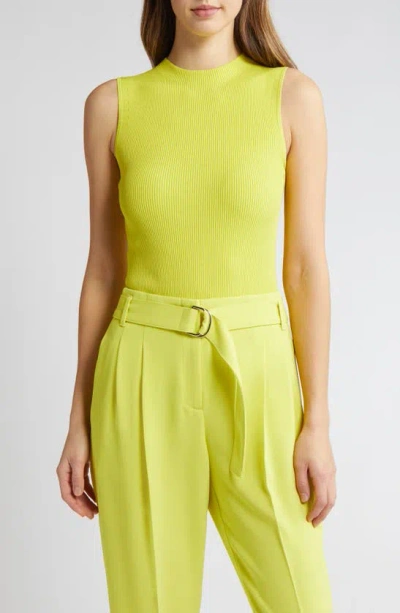 Hugo Boss Feskies Rib Funnel Neck Sleeveless Sweater In Yellow