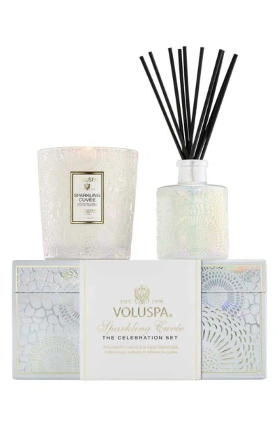Voluspa Sparkling Cuvee Celebration Candle & Reed Diffuser Gift Set In Clear