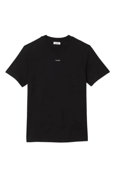 Sandro Men's T-shirt With Square Cross Patch In Black