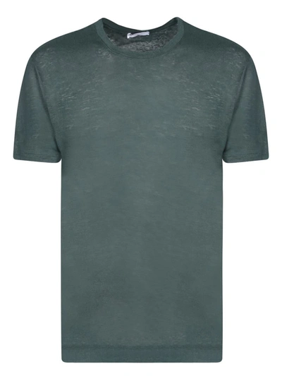 Boglioli Linen T-shirt In Green-turquoise