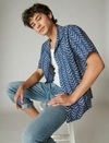 Lucky Brand Short Sleeve Button-up Camp Shirt In Blue