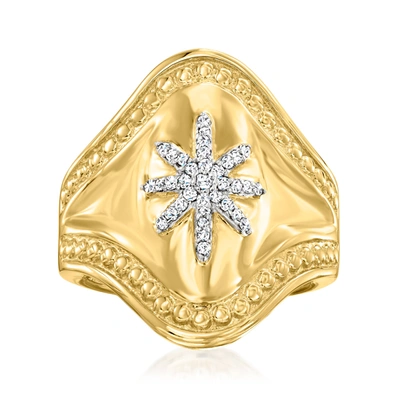 Ross-simons Diamond Starburst Ring In 18kt Gold Over Sterling In White