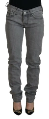 Care Label Gray Washed Cotton Skinny Women Casual Denim Jeans In Grey