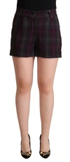 Bencivenga Multicolor Checkered Mid Waist Folded Hem Shorts In Multi