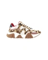 VERSACE NEW VERSACE SQUALO BROWN LEOPARD CALFSKIN WHITE MESH CHUNKY SNEAKERS