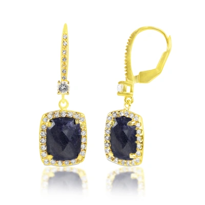 Max + Stone 18k Gold Plated Genuine Moonstone Cushion Cut Dangle Drop Earrings With White Topaz Accents In Multi