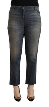 Twinset Blue Washed Cotton Cropped Capri  Denim Jeans In Blue