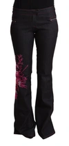 Exte Cotton Stretch Mid Waist Cotton Fla Blue Women's Jeans In Black