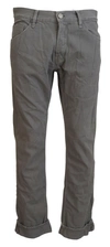 Acht Gray Cotton Straight Fit Folded Hem Casual Denim Jeans In Grey