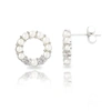 Max + Stone Sterling Silver Freshwater Pearl Open Circle Earrings With Cubic Zirconia Accents In White