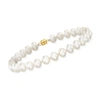 Ross-simons 6-7mm Cultured Pearl Bracelet With 14kt Yellow Gold Magnetic Clasp In Multi