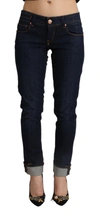 Acht Blue Cotton Low Waist Slim Fit Denim  Trouser Jeans In Blue