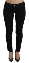 Acht Black Low Waist Slim Fit Cotton Denim Jeans In Black