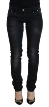 Acht Black Washed Cotton Skinny Women Casual Denim Jeans In Black