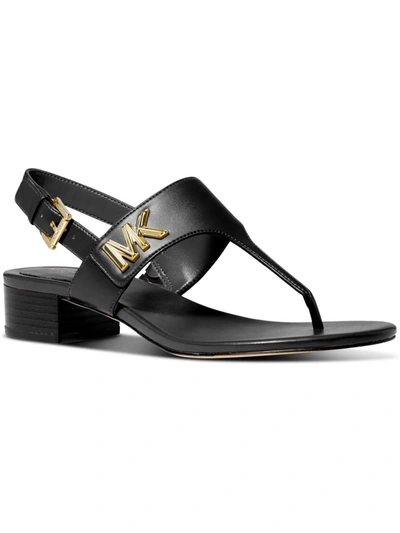 Michael Michael Kors Jilly Sandal Womens Faux Leather Thong T-strap Sandals In Black