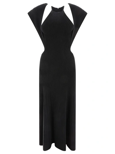 Chloé Cutout Wool Midi Dress In Noir