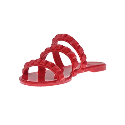 Carmen Sol Maria 3 Strap Flat Jelly Sandals In Red