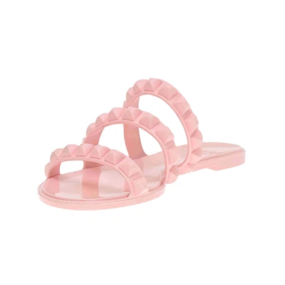 Carmen Sol Maria 3 Strap Flat Jelly Sandals In Baby Pink