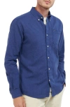 Barbour Nelson Tailored Fit Solid Linen & Cotton Button-down Shirt In Blue