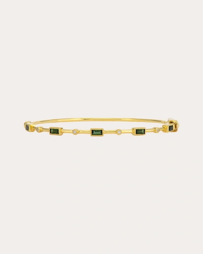 Jude Frances Women's Green Tourmaline & Diamond Alternating Provence Bangle In Gold