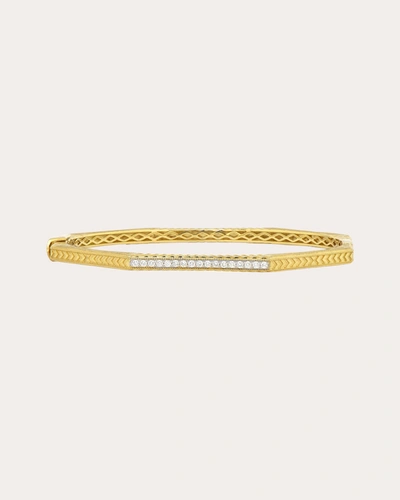 Jude Frances Women's Lisse Octagonal Engraved Pavé Diamond Bangle In Gold