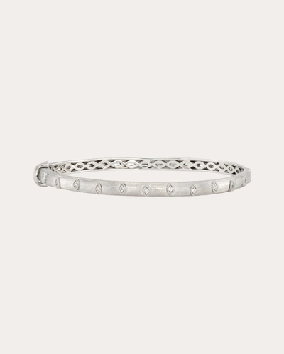 Jude Frances Women's White Topaz Staggered Marquise Bangle In Silver