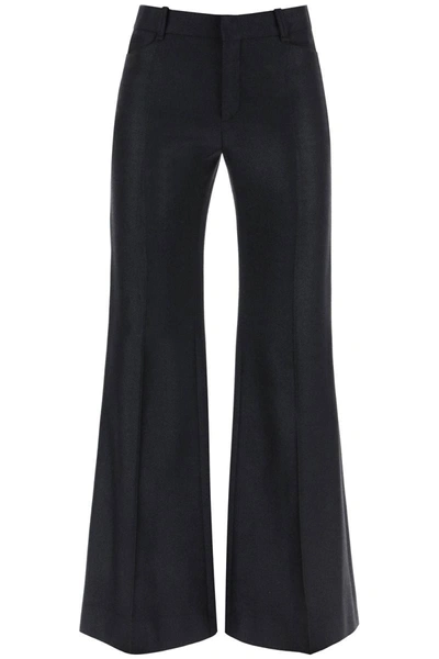 Chloé Wool And Silk Wide-leg Trousers In Black