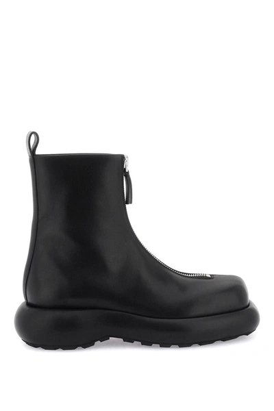 Jil Sander Front Zip Boots In Black