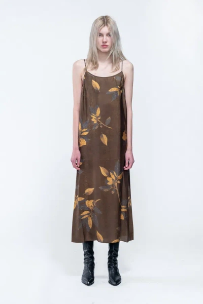 Uma Wang Anaya Midi Dress In Brown,tan