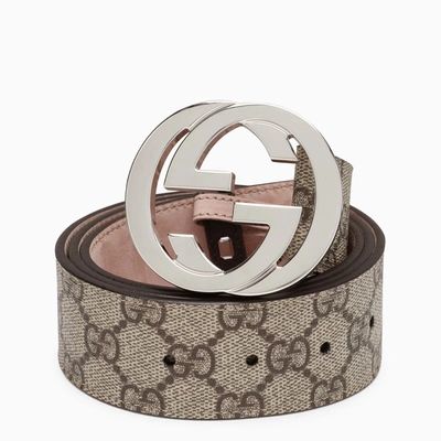 Gucci Gg Supreme Fabric Belt With Gg Buckle In Black
