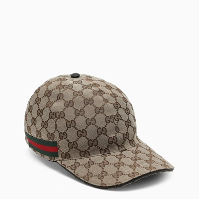 Gucci Baseball Cap With Web In Brown