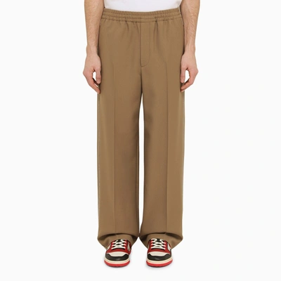 Gucci Beige Wide Trousers In Brown