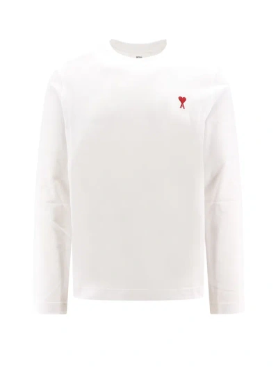 Ami Alexandre Mattiussi Logo-embroidered Organic Cotton-jersey T-shirt In White