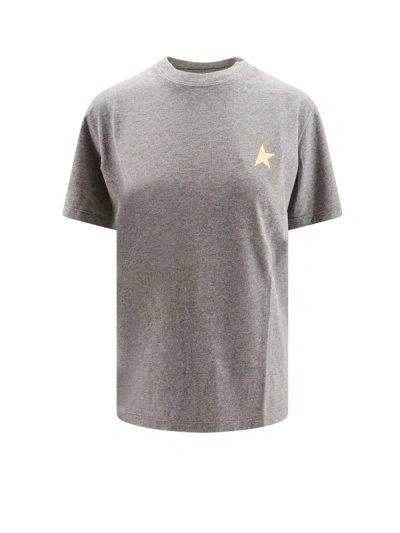 Golden Goose Cotton T-shirt With Melange Effect And Iconic Logo On The Front In Grey