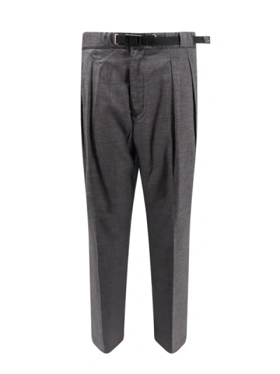Whitesand Viscose Blend Trouser With Frontal Pinces In Grey