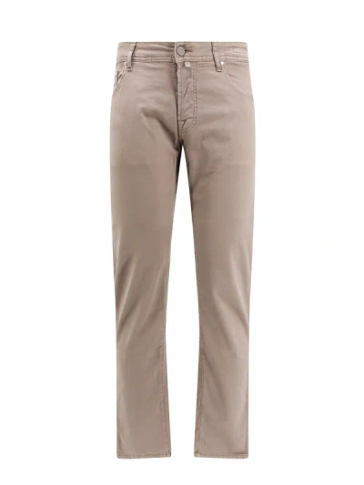 Jacob Cohen Logo-patch Slim-cut Trousers In Neutrals