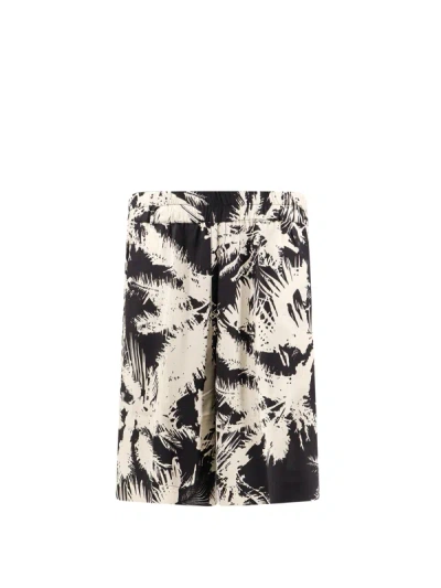 Laneus Viscose Bermuda Shorts With Floral Print In Neutral