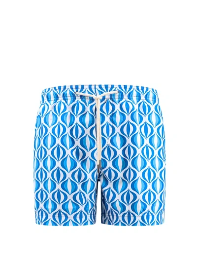 Peninsula Recycled Nylon Swim Shorts With All-over Print In Blue