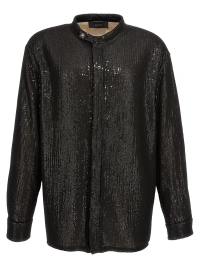 Amiri Men's Sequin Button-down Shirt With Tab Collar In Black