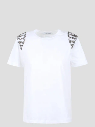 Alberta Ferretti Embroidered Cotton T-shirt In White