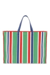 Balenciaga Chatelet Logo-print Striped Leather Tote Bag In Multicolor