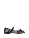 Mach&mach Sequined Floral-appliqué Mary Jane Flats In Black