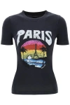Balenciaga Fitted T-shirt Paris Tropical Str Jersey Peel In Black