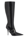 Balenciaga Knife Buckle-detailed Leather Knee Boots In Black