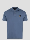 Stone Island Blue Stretch Piqué Logo Patch Polo Shirt