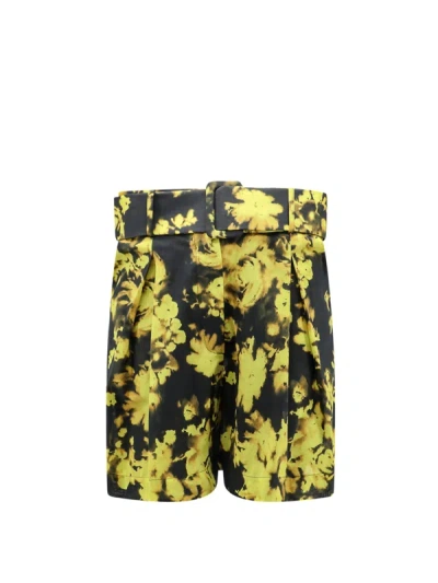 Erika Cavallini Cotton Shorts With Floral Print In Black