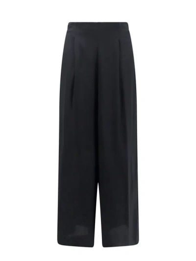 Erika Cavallini Silk Blend Trouser With Pinces In Black