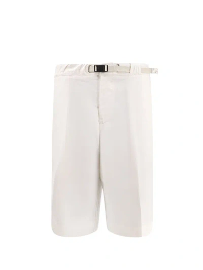 Whitesand Linen And Cotton Bermuda Shorts With Elastic Waistband And Drawstring At Waist In White