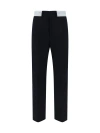 Palm Angels Contrasting-waistband Tapered Trousers In Black Off White