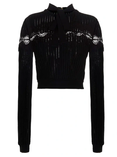 Elie Saab Bow Lace Jumper Top Tops In Black
